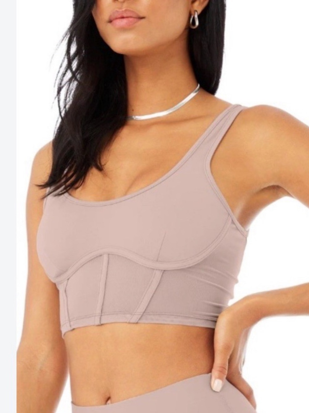 Alo Yoga Airbrush Mesh Corset Tank in nude beige sz small